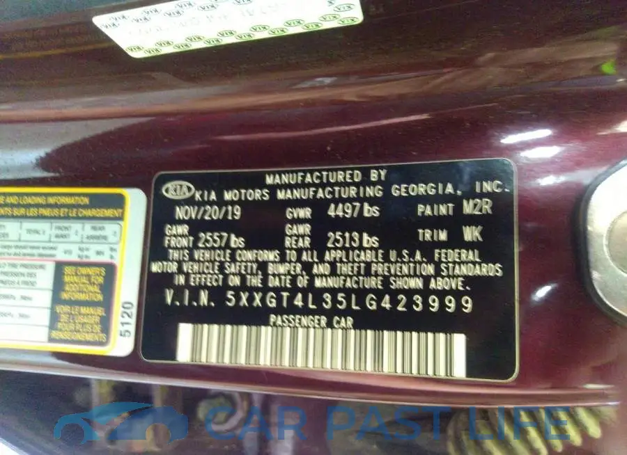 5XXGT4L35LG423999# 9