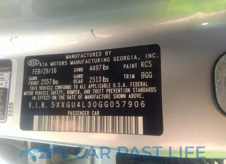 5XXGU4L30GG057906# 9