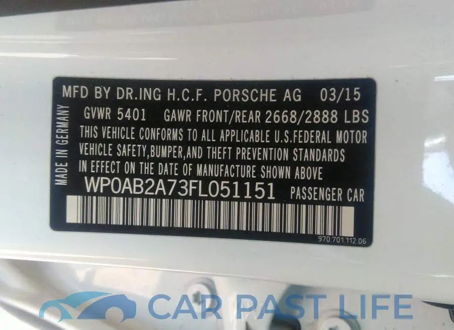 WP0AB2A73FL051151# 9