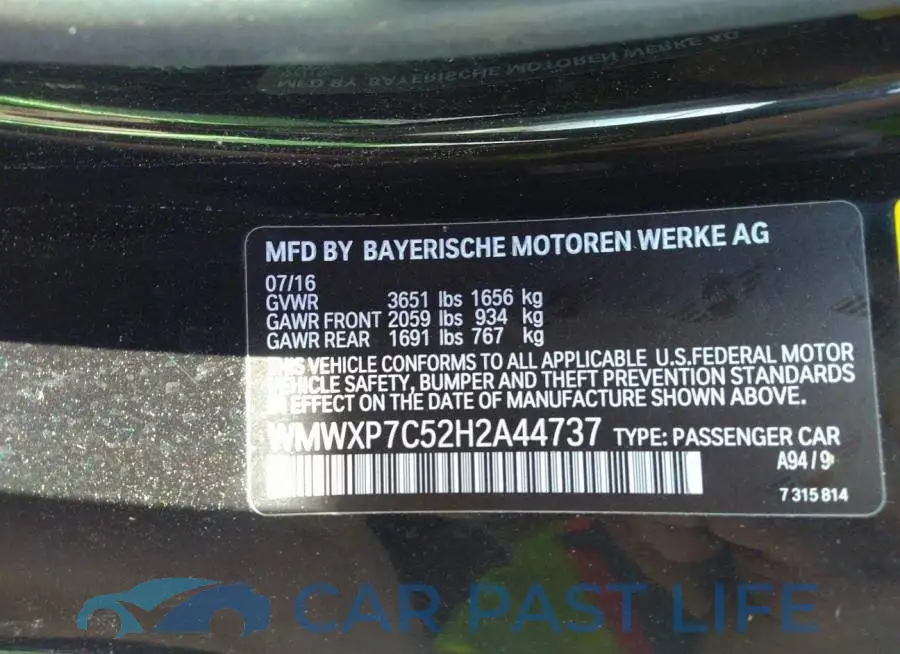 WMWXP7C52H2A44737# 9