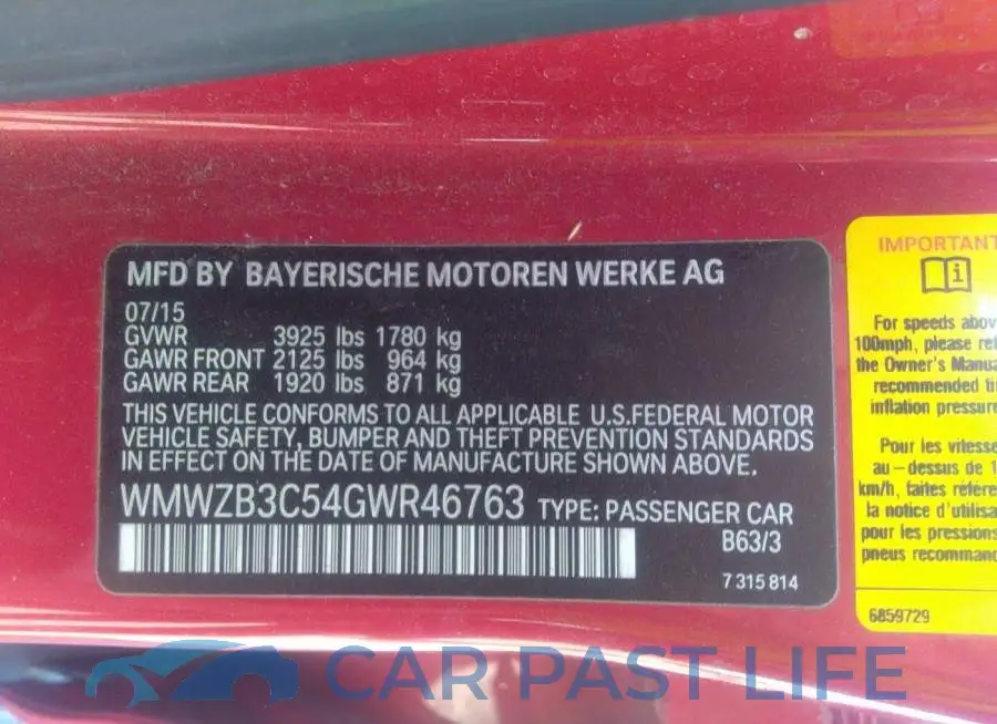WMWZB3C54GWR46763# 9