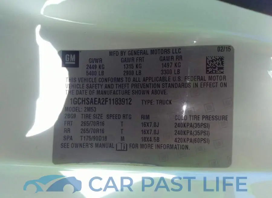 1GCHSAEA2F1183912# 9