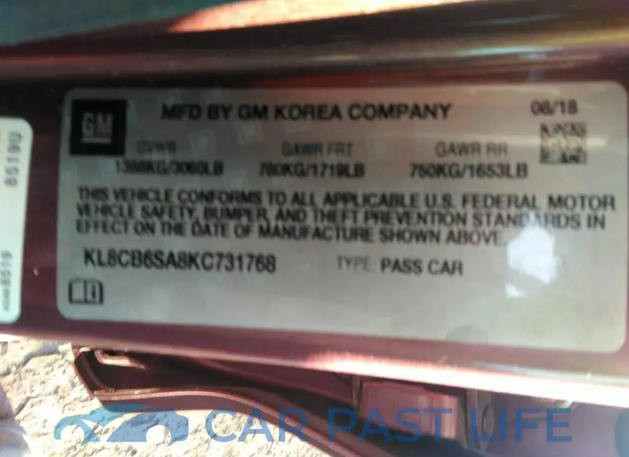 KL8CB6SA8KC731768# 9
