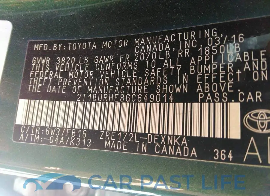 2T1BURHE8GC649014# 9