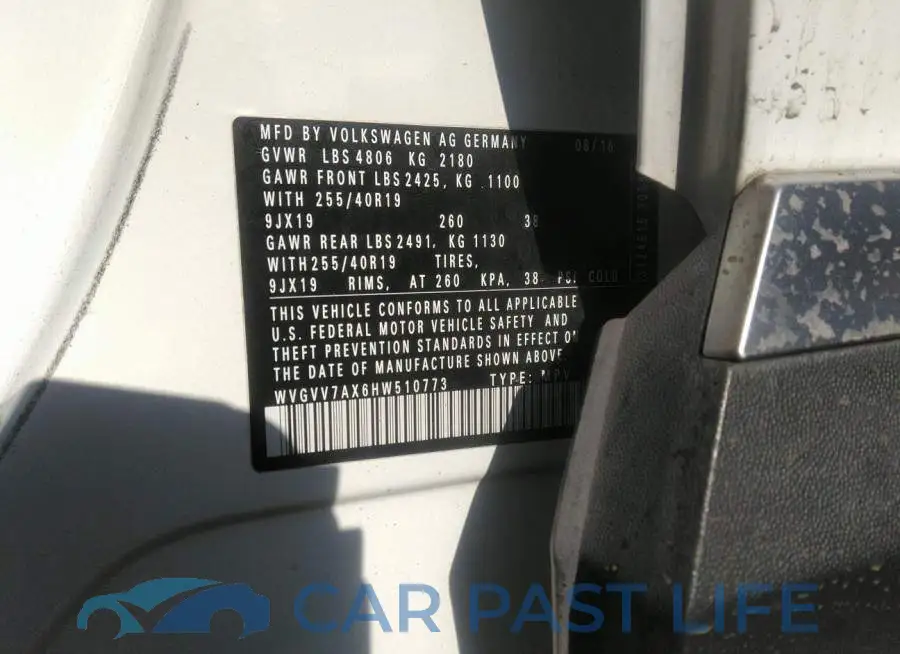 WVGVV7AX6HW510773# 9