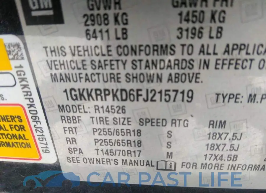 1GKKRPKD6FJ215719# 9