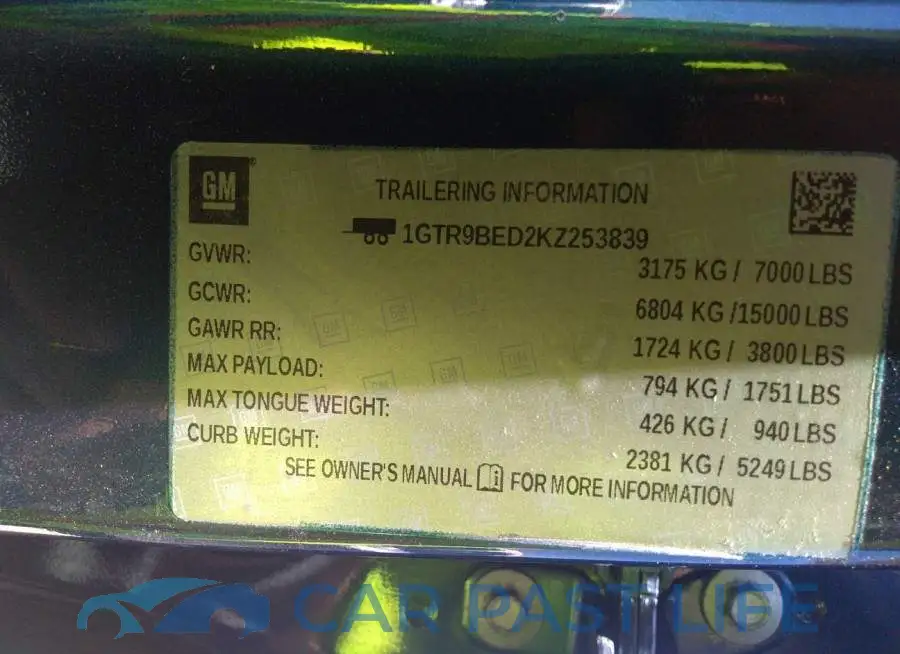 1GTR9BED2KZ253839# 9