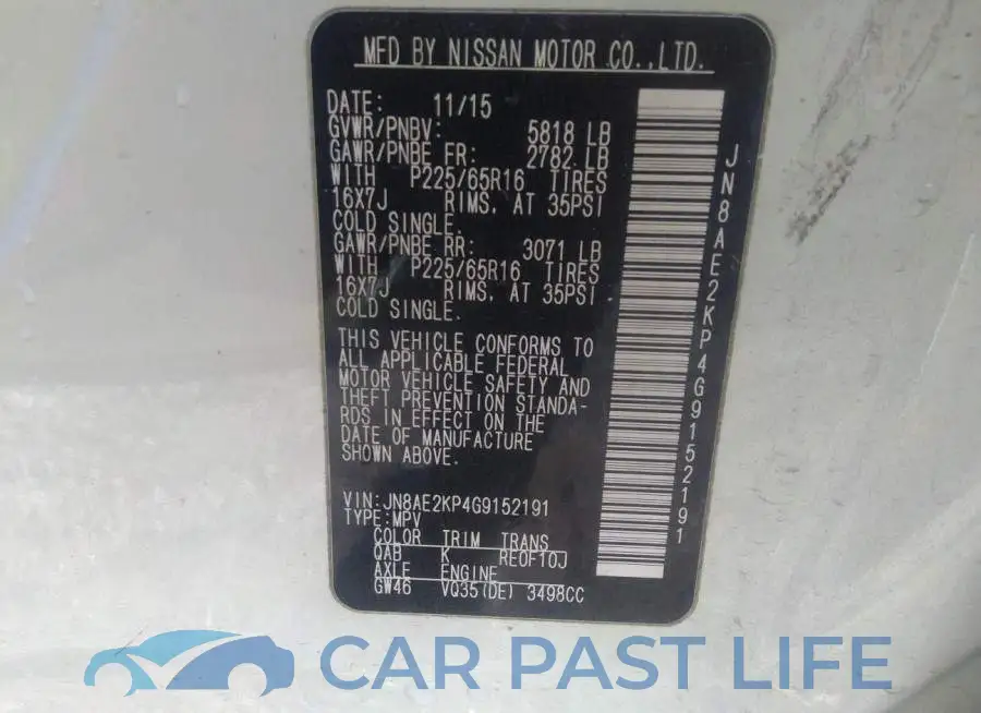 JN8AE2KP4G9152191# 9