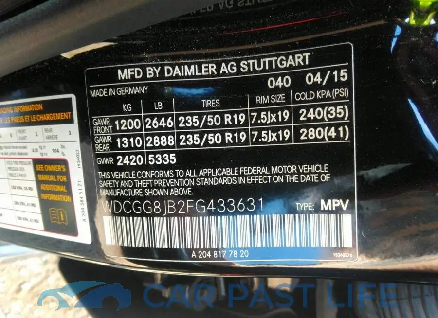 WDCGG8JB2FG433631# 9