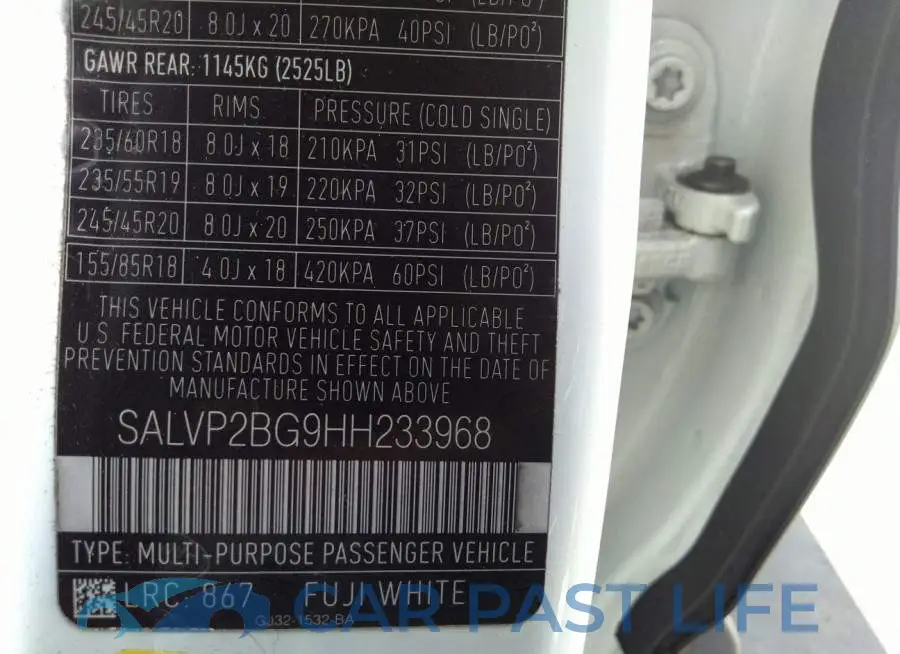SALVP2BG9HH233968# 9