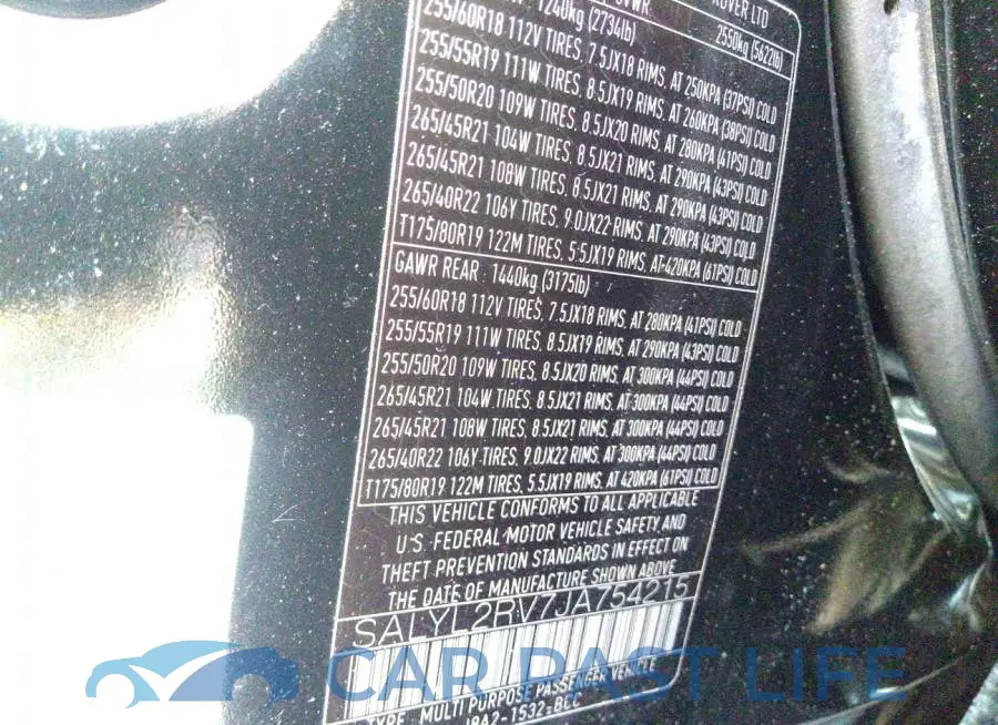 SALYL2RV7JA754215# 9