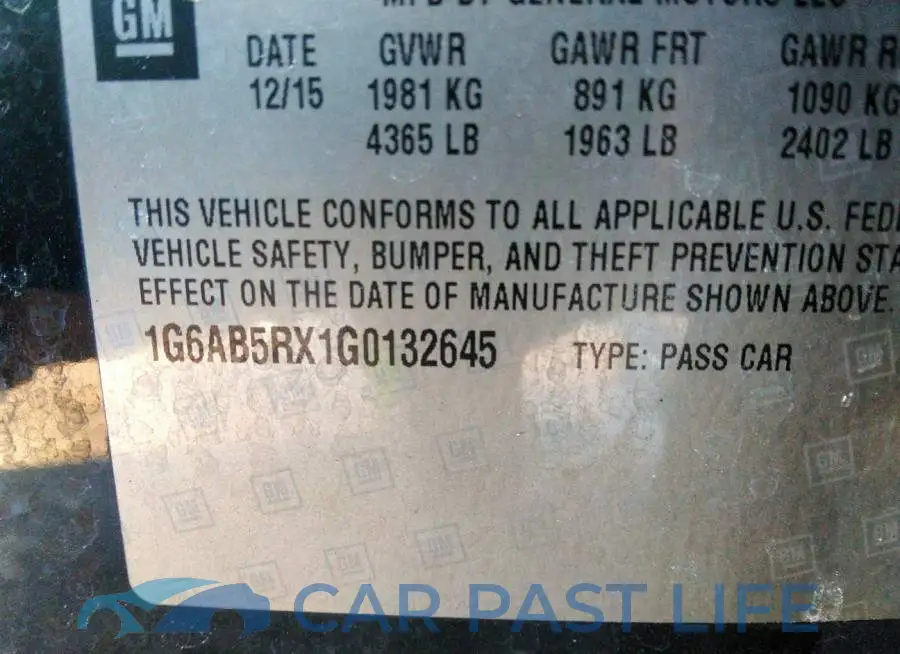 1G6AB5RX1G0132645# 9