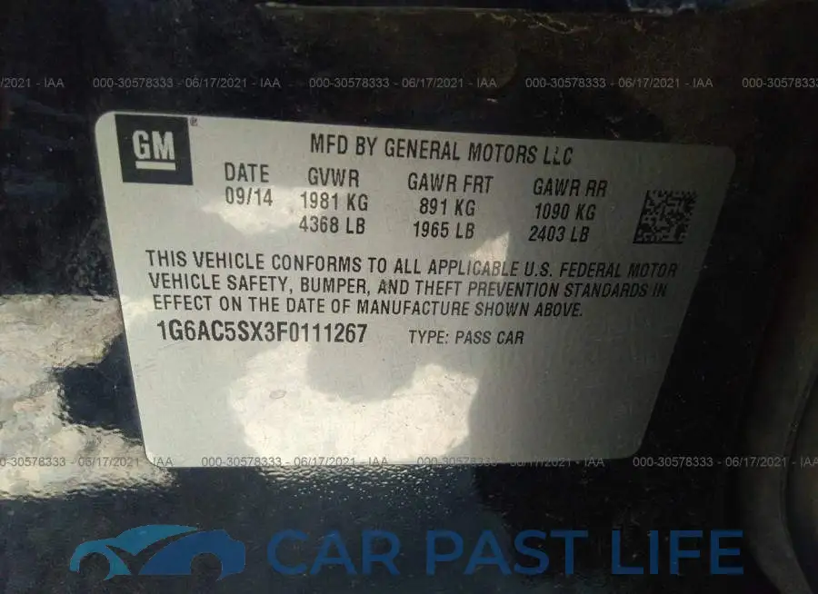 1G6AC5SX3F0111267# 9