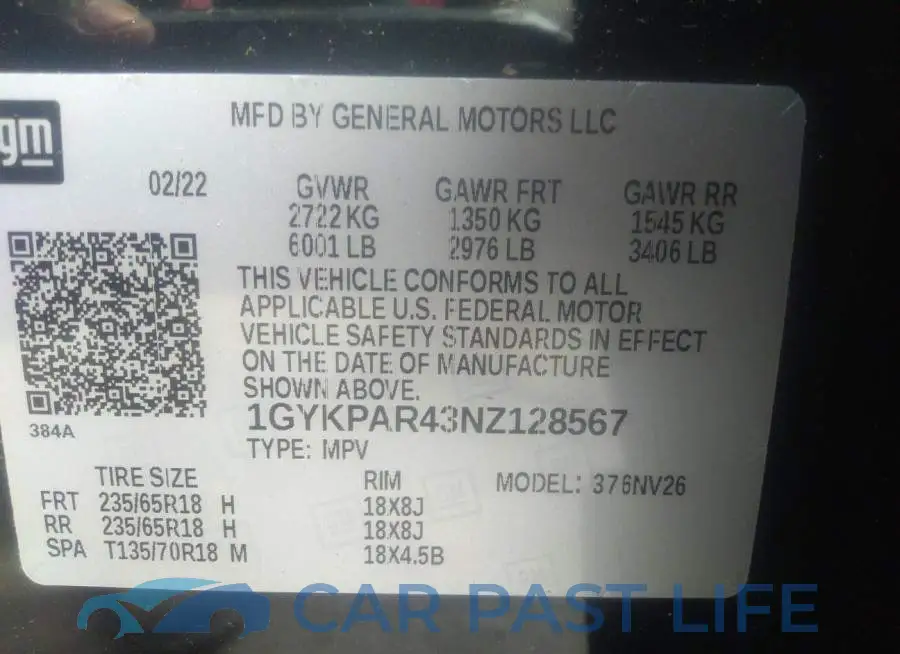 1GYKPAR43NZ128567# 9