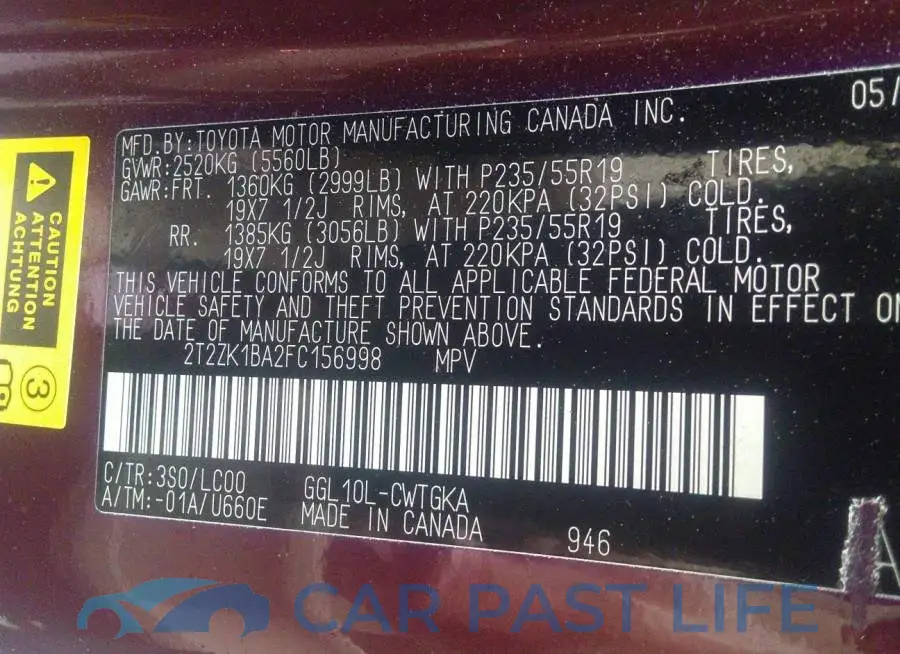 2T2ZK1BA2FC156998# 9