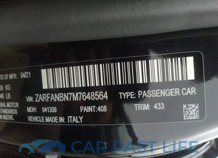 ZARFANBN7M7648564# 9