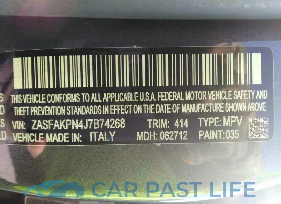 ZASFAKPN4J7B74268# 9