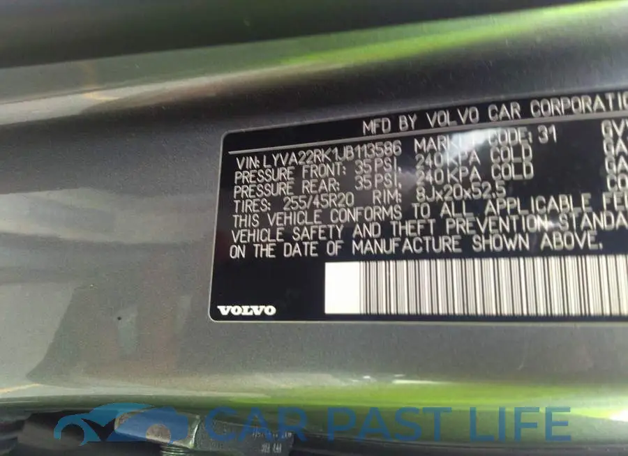 LYVA22RK1JB113586# 9