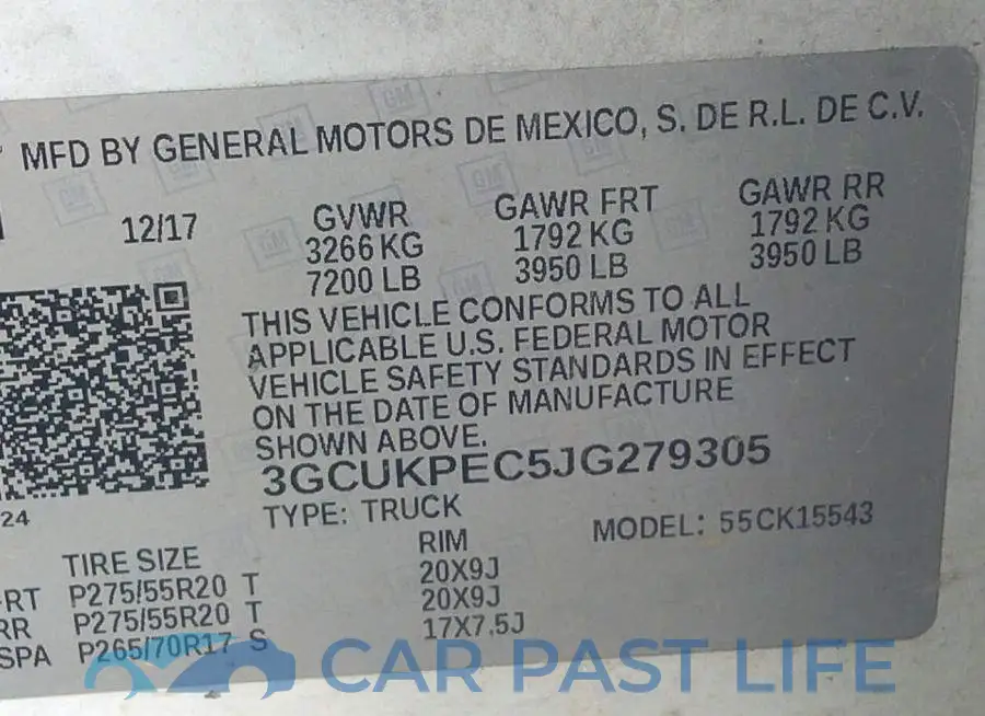 3GCUKPEC5JG279305# 9