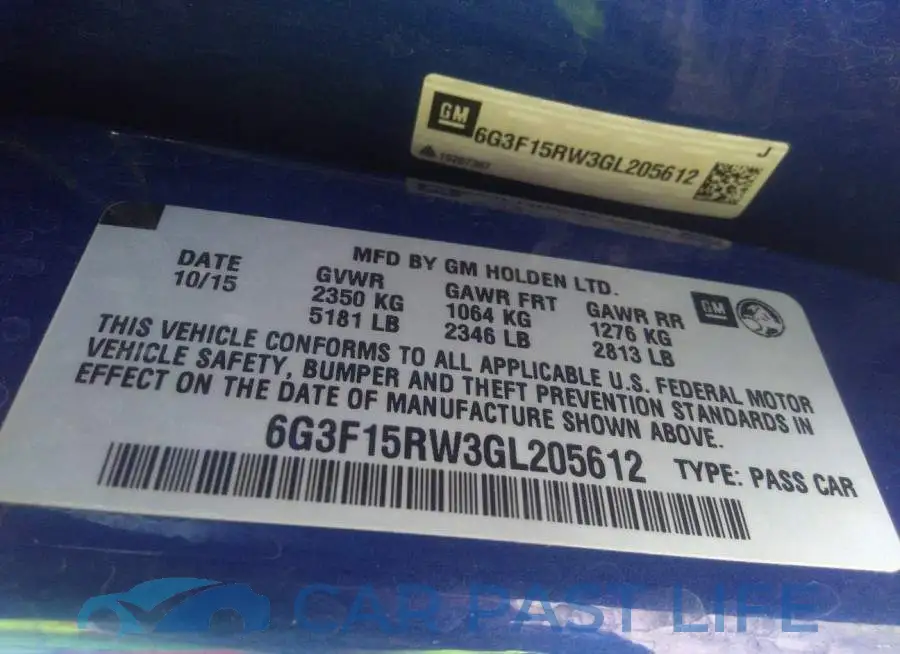 6G3F15RW3GL205612# 9