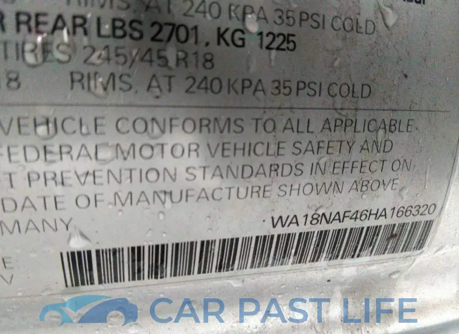 WA18NAF46HA166320# 9