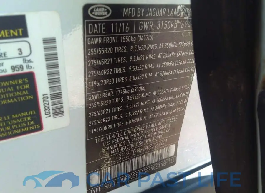 SALGS2FE8HA322701# 9