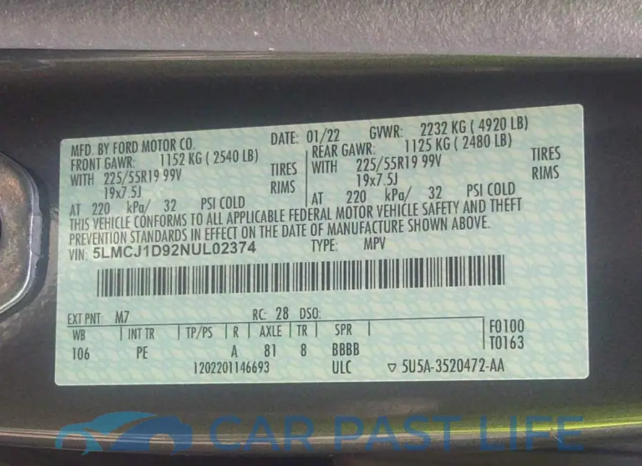 5LMCJ1D92NUL02374# 9
