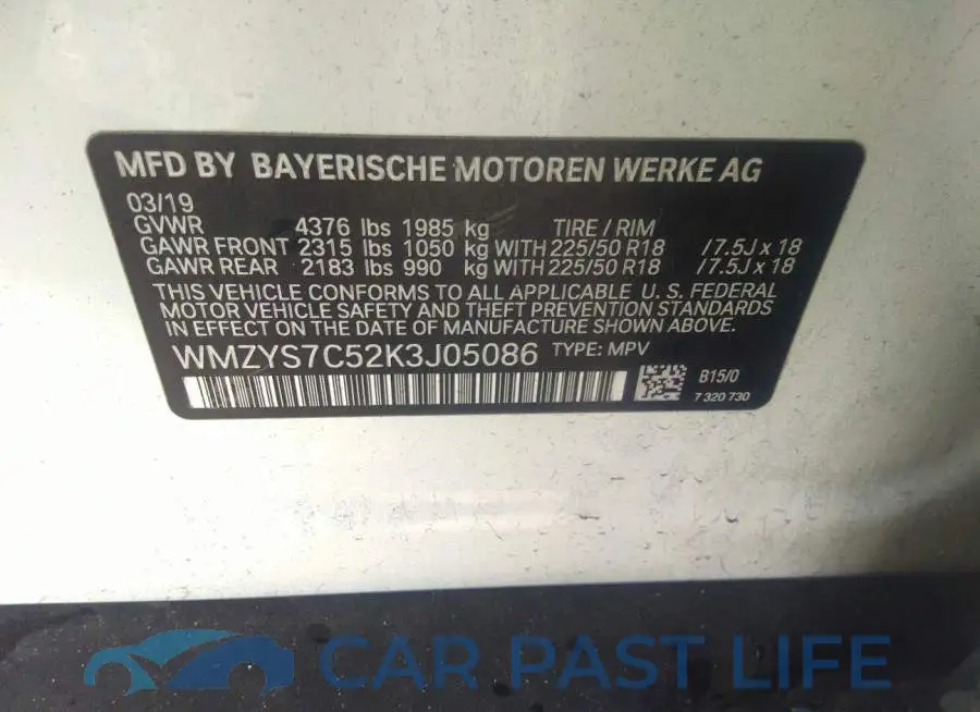 WMZYS7C52K3J05086# 9