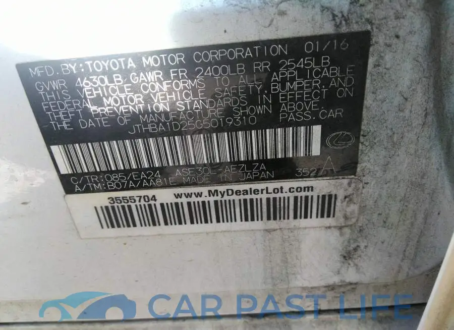 JTHBA1D25G5019310# 9