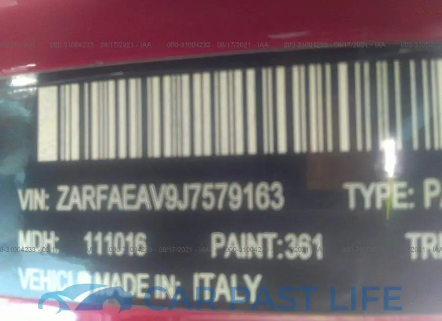 ZARFAEAV9J7579163# 9