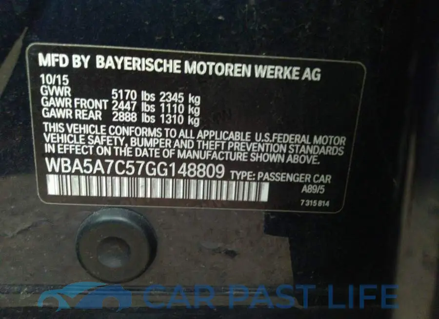 WBA5A7C57GG148809# 9