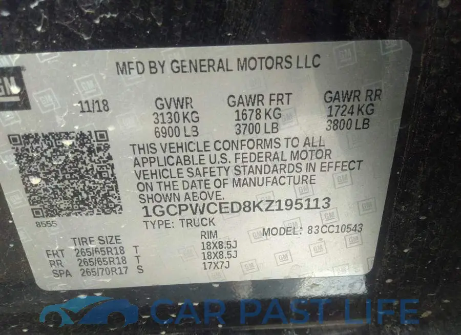 1GCPWCED8KZ195113# 9