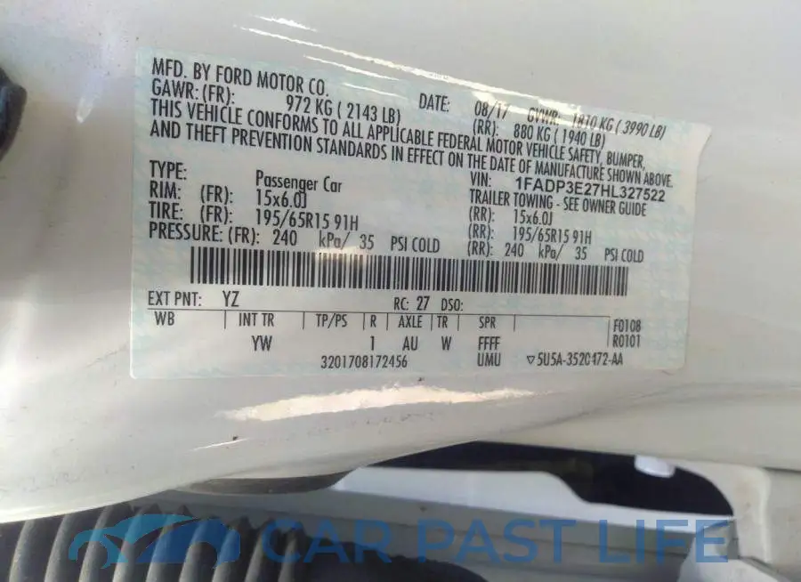 1FADP3E27HL327522# 9