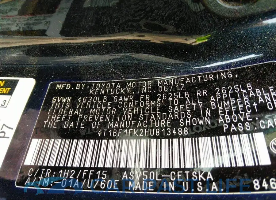 4T1BF1FK2HU813488# 9
