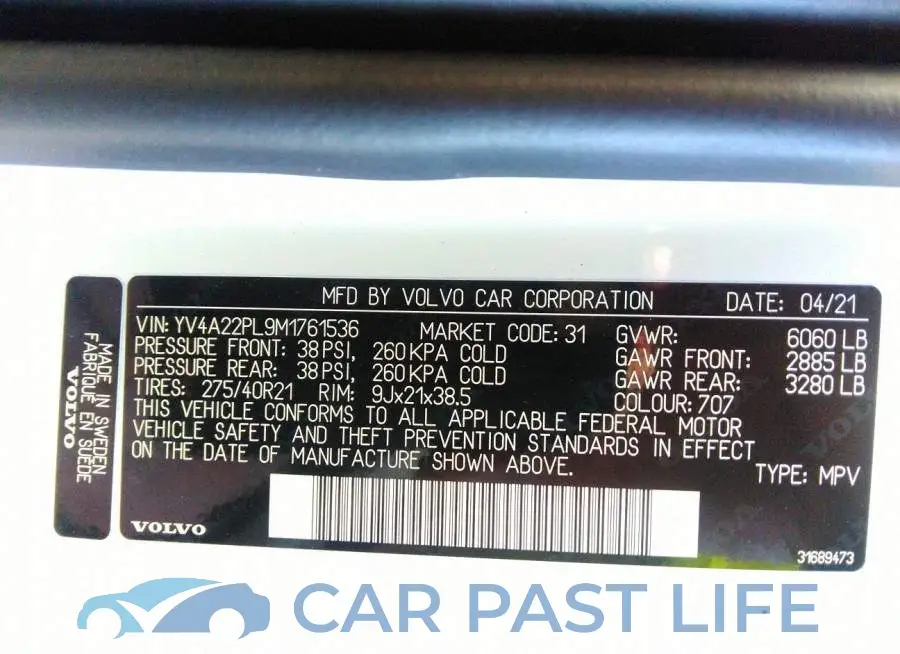 YV4A22PL9M1761536# 9