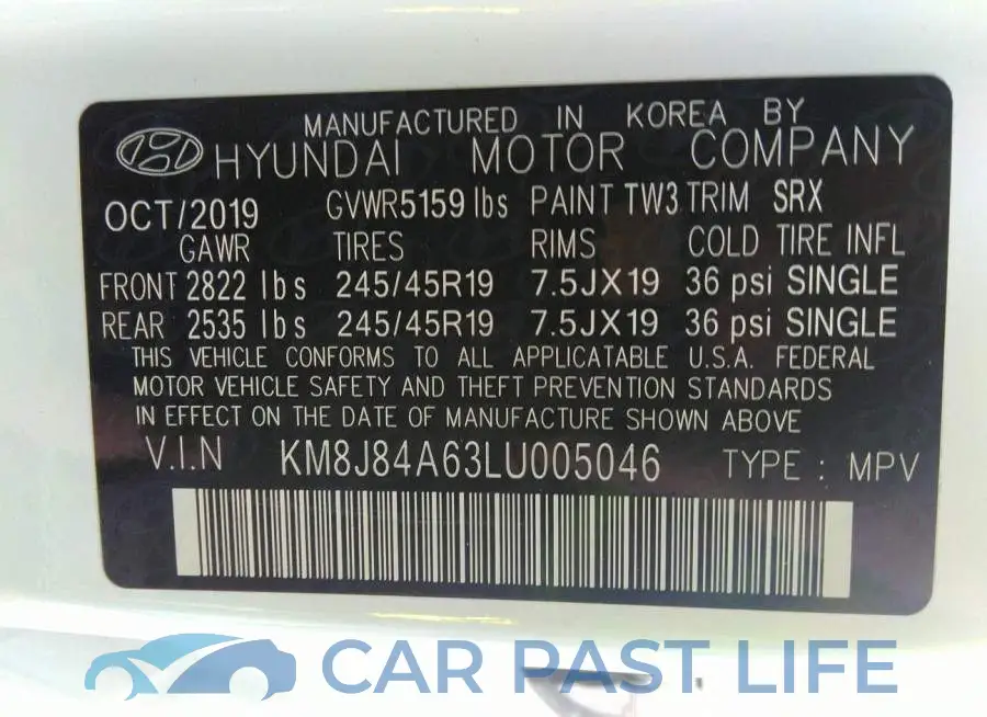 KM8J84A63LU005046# 9