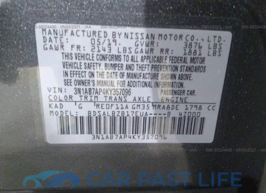 3N1AB7AP4KY357096# 9