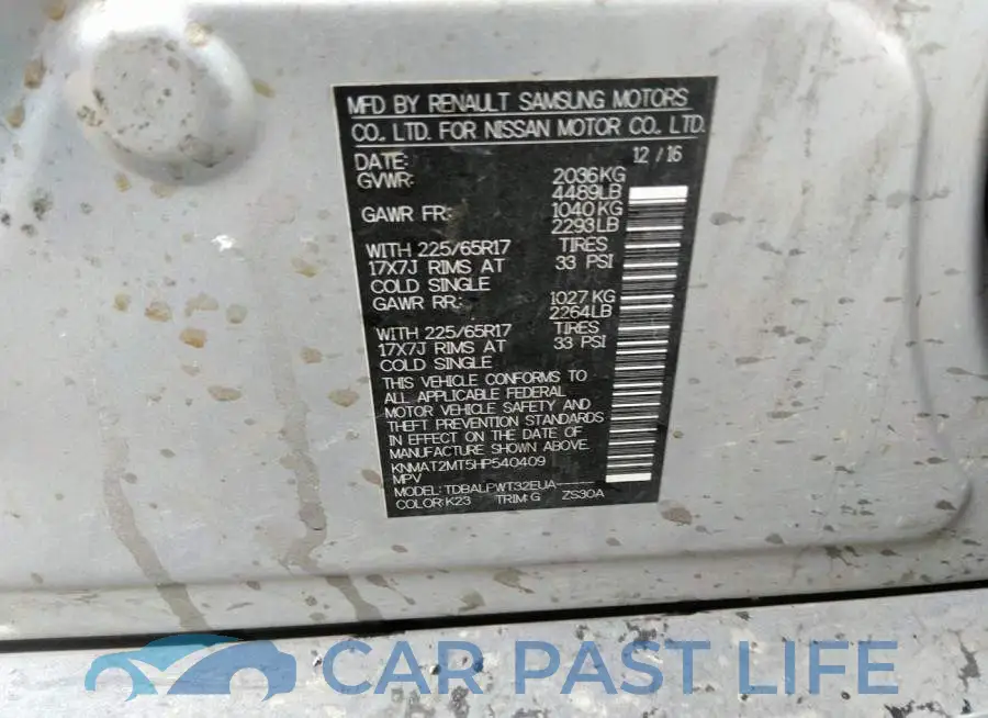 KNMAT2MT5HP540409# 9