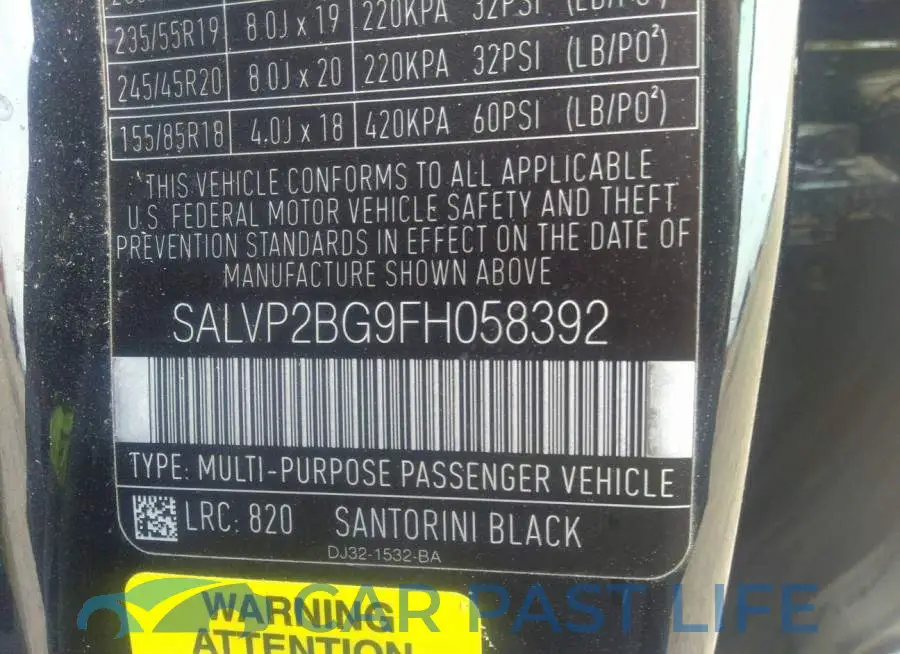 SALVP2BG9FH058392# 9