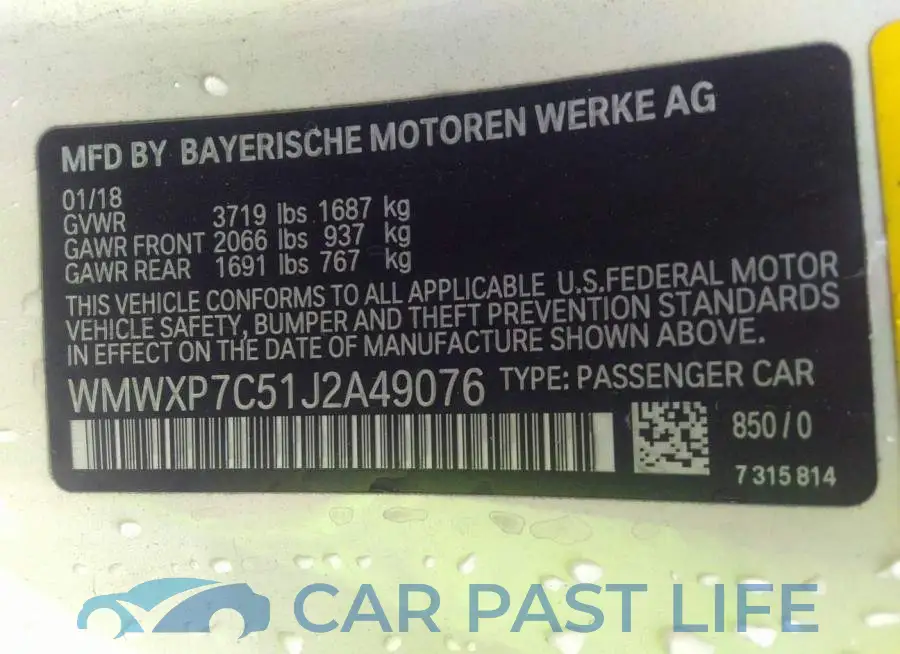 WMWXP7C51J2A49076# 9