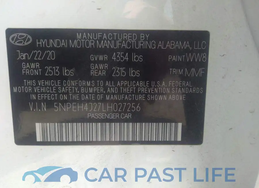 5NPEH4J27LH027256# 9