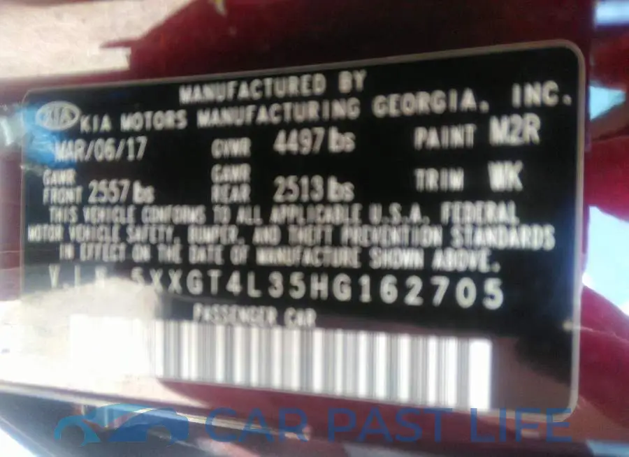 5XXGT4L35HG162705# 9