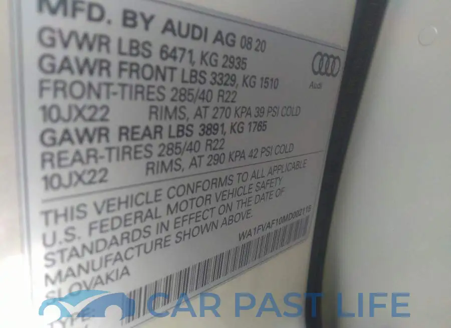 WA1FVAF10MD002115# 9