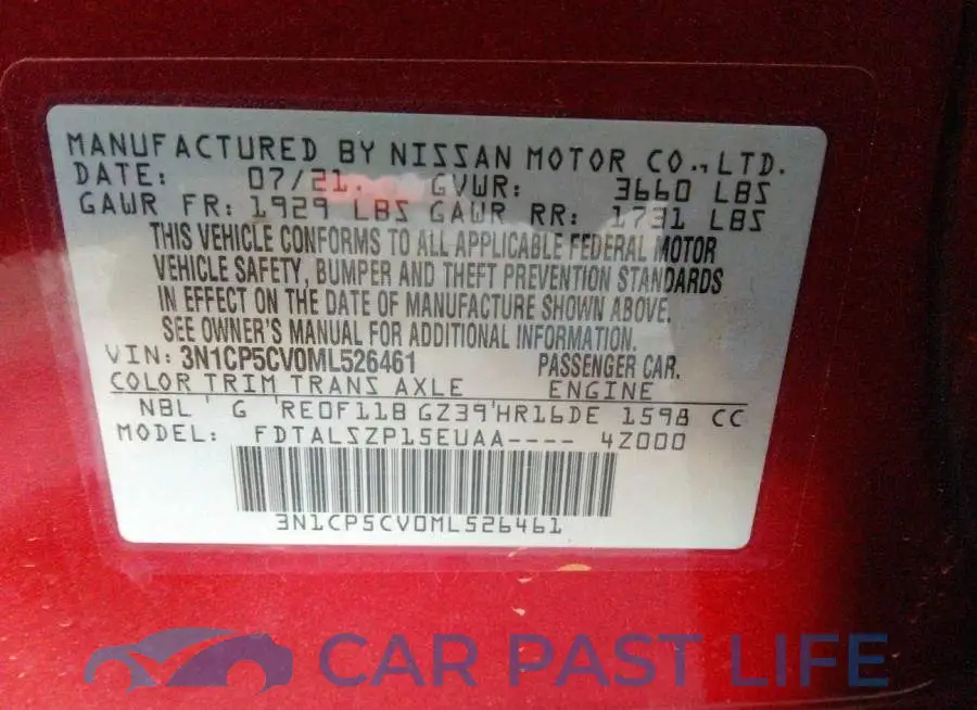 3N1CP5CV0ML526461# 9
