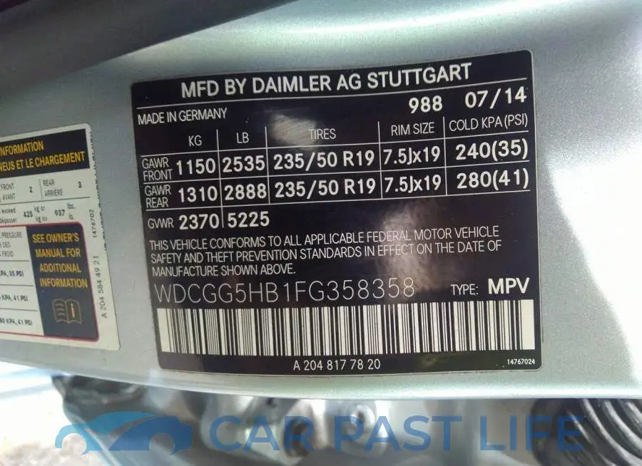 WDCGG5HB1FG358358# 9