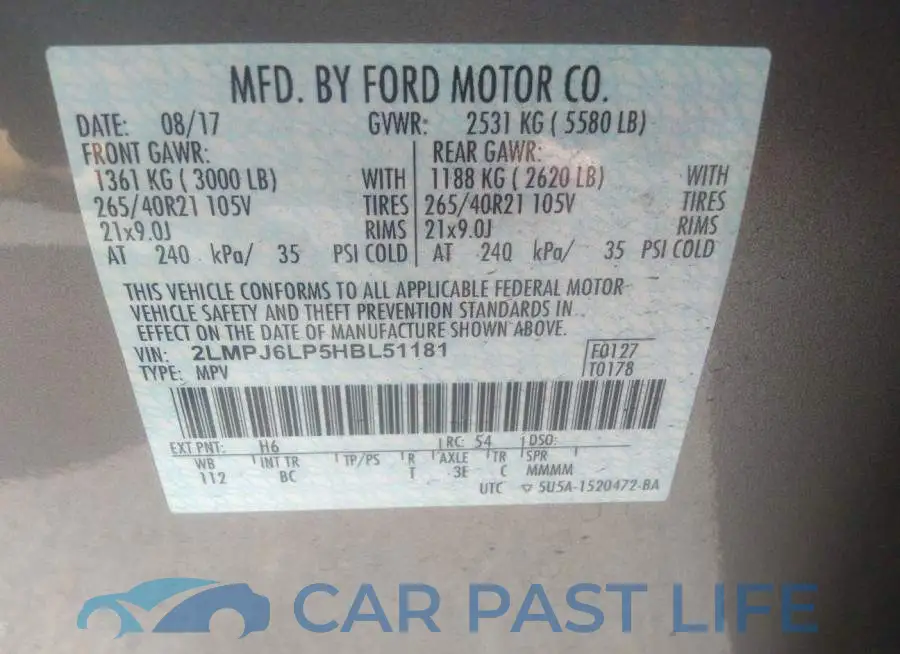 2LMPJ6LP5HBL51181# 9
