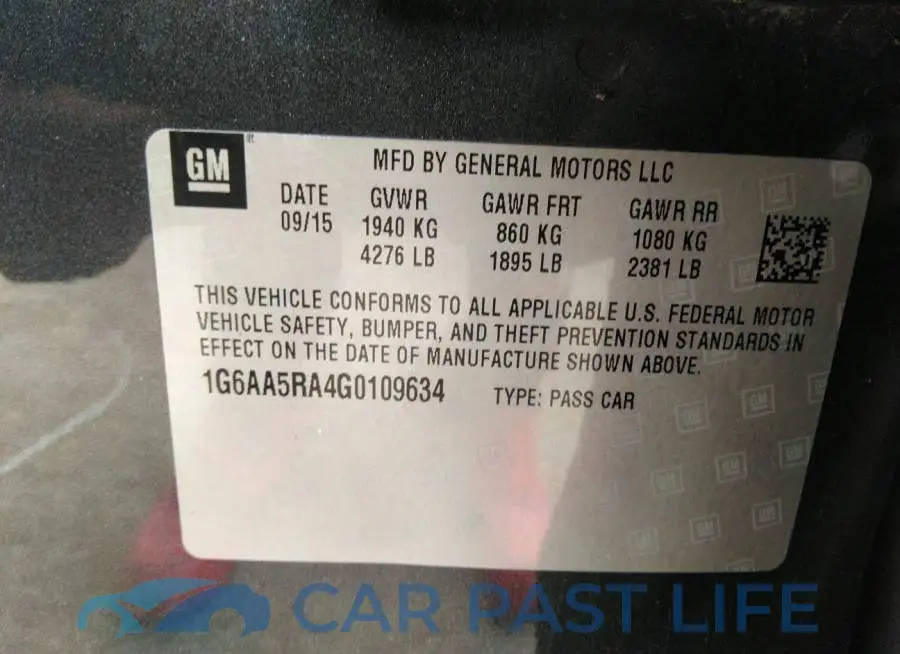 1G6AA5RA4G0109634# 9