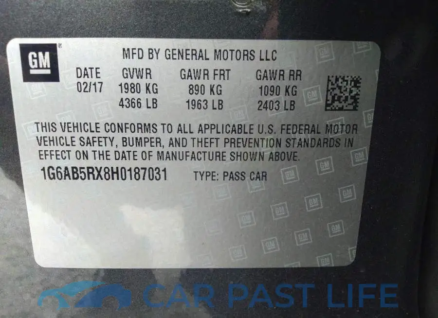 1G6AB5RX8H0187031# 9