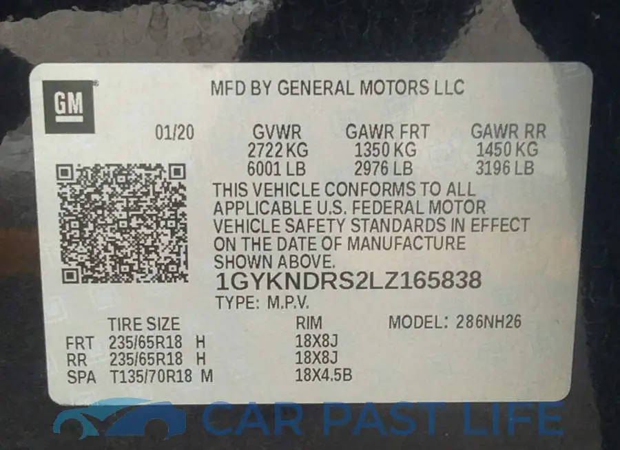 1GYKNDRS2LZ165838# 9
