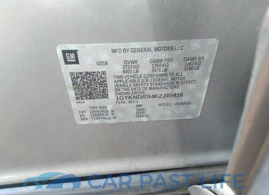 1GYKNDRS4KZ249416# 9